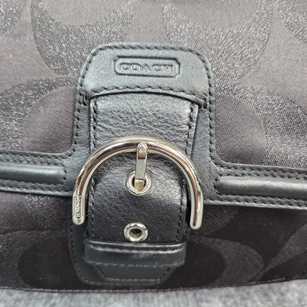 Coach Black Canvas Signature Campbell Convertible Satchel Bag F26243 Y2k - Picture 2 of 14